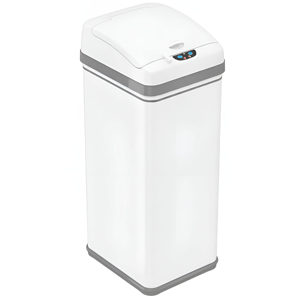 50 Liter / 13 Gallon Chalk White Stainless Steel Sensor Kitchen Trash ...