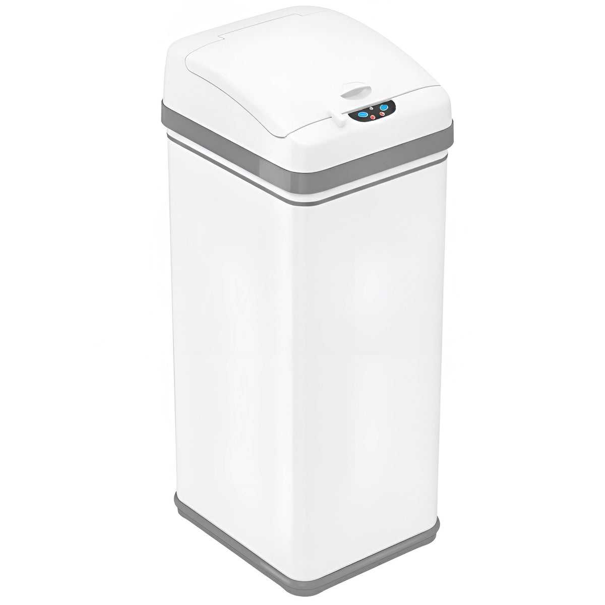Main product image of the iTouchless DZT13PWH 50 Liter (13 Gallon) sensor trash can in white stainless steel finish