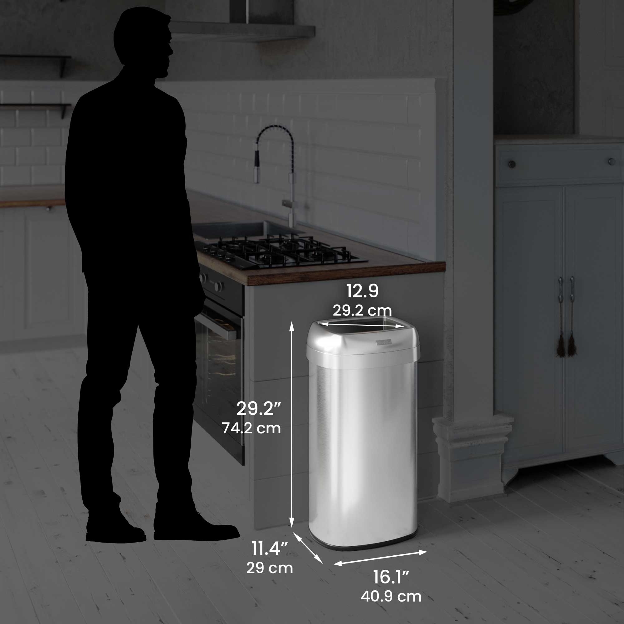 61 Liter / 16 Gallon Oval Open Top Stainless Steel Kitchen Trash