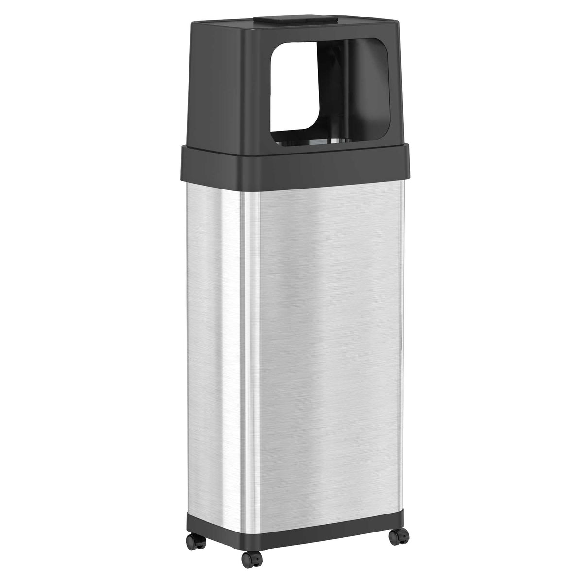 91 Liter / 24 Gallon Double Side Opening Stainless Steel Kitchen Trash Can with Wheels and AbsorbX Odor Filter