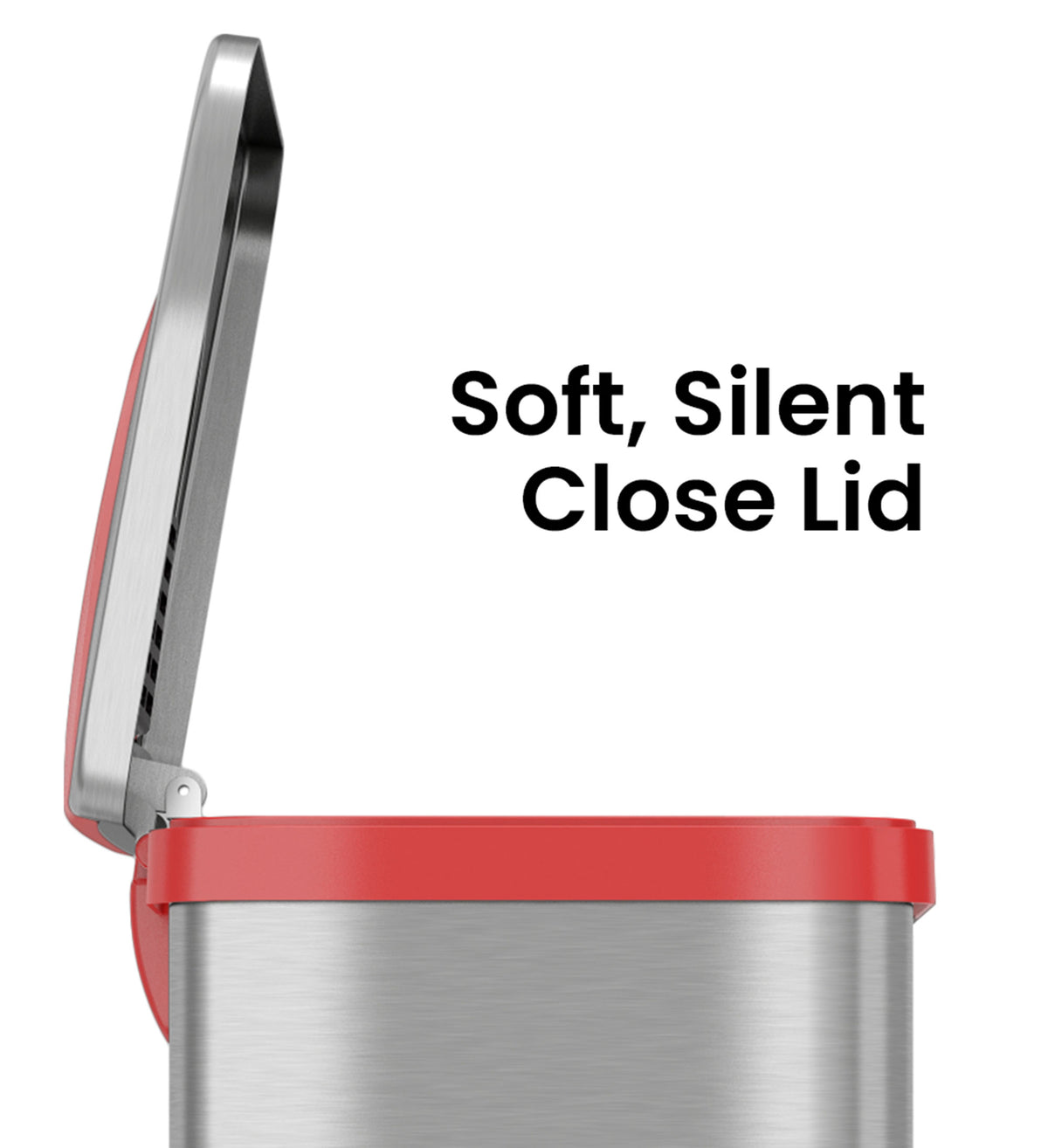 13 Gallon AutoStep Stainless Steel Pedal Sensor Trash Can (Red Trim) with Odor Filter soft and silent lid close