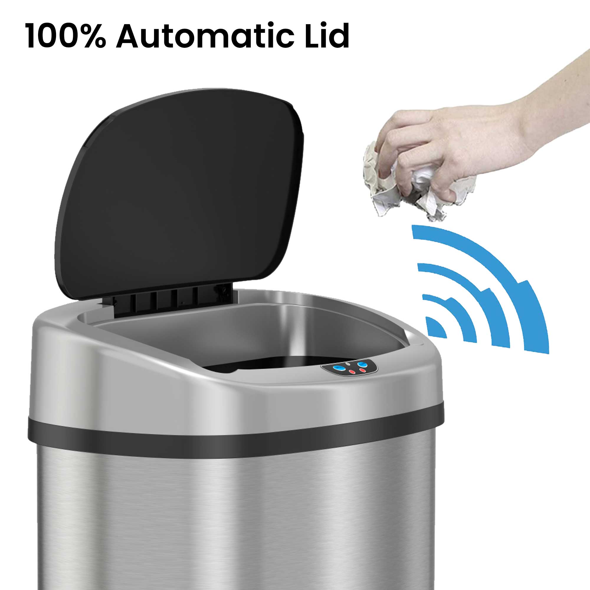 13 Gallon Oval Sensor Kitchen Trash Can - Thumbnail 3