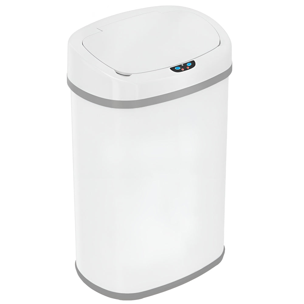 50 Liter / 13 Gallon Oval Chalk White Stainless Steel Sensor Kitchen T ...
