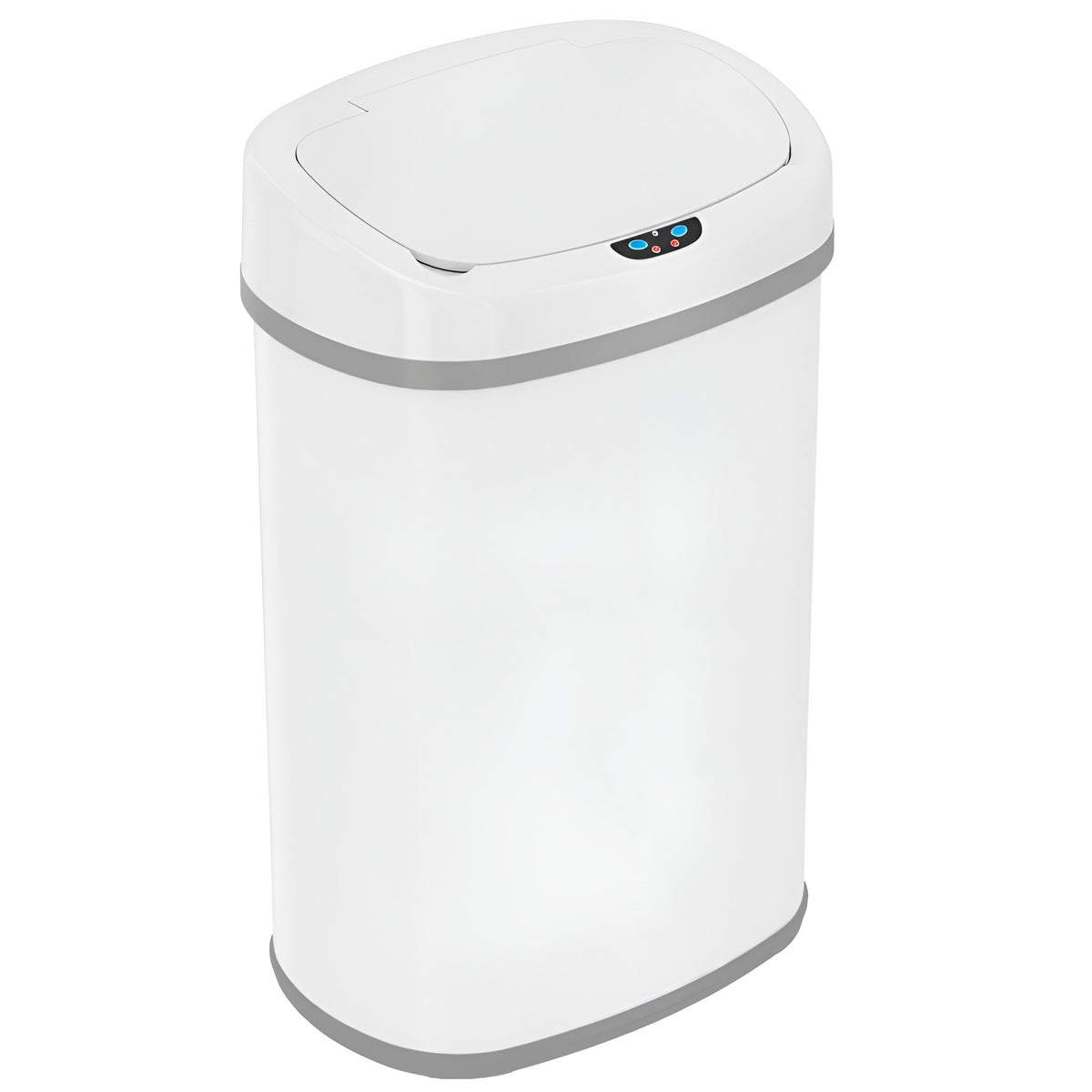 Main product image of the iTouchless ITOS13WH 50 Liter (13 Gallon) sensor trash can in white stainless steel finish