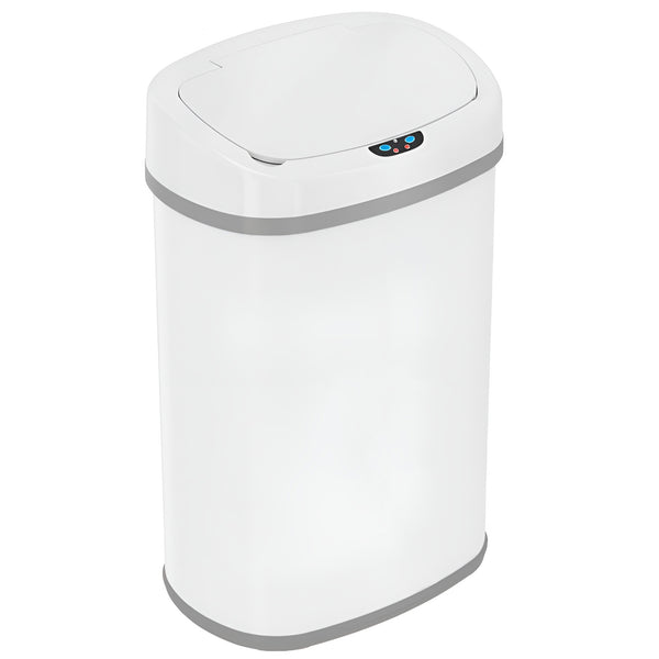 50 Liter / 13 Gallon Oval Chalk White Stainless Steel Sensor Kitchen T ...