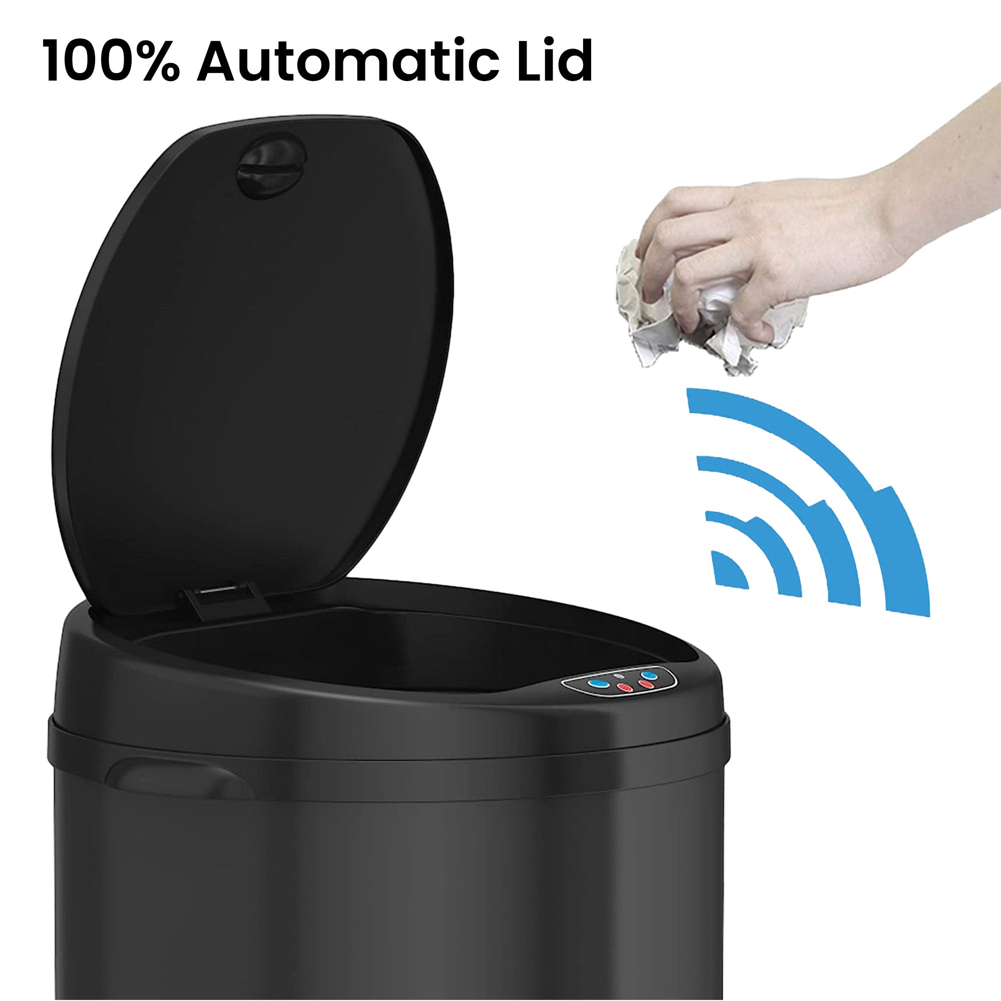 30 Liter / 8 Gallon Round Black Stainless Steel Sensor Kitchen