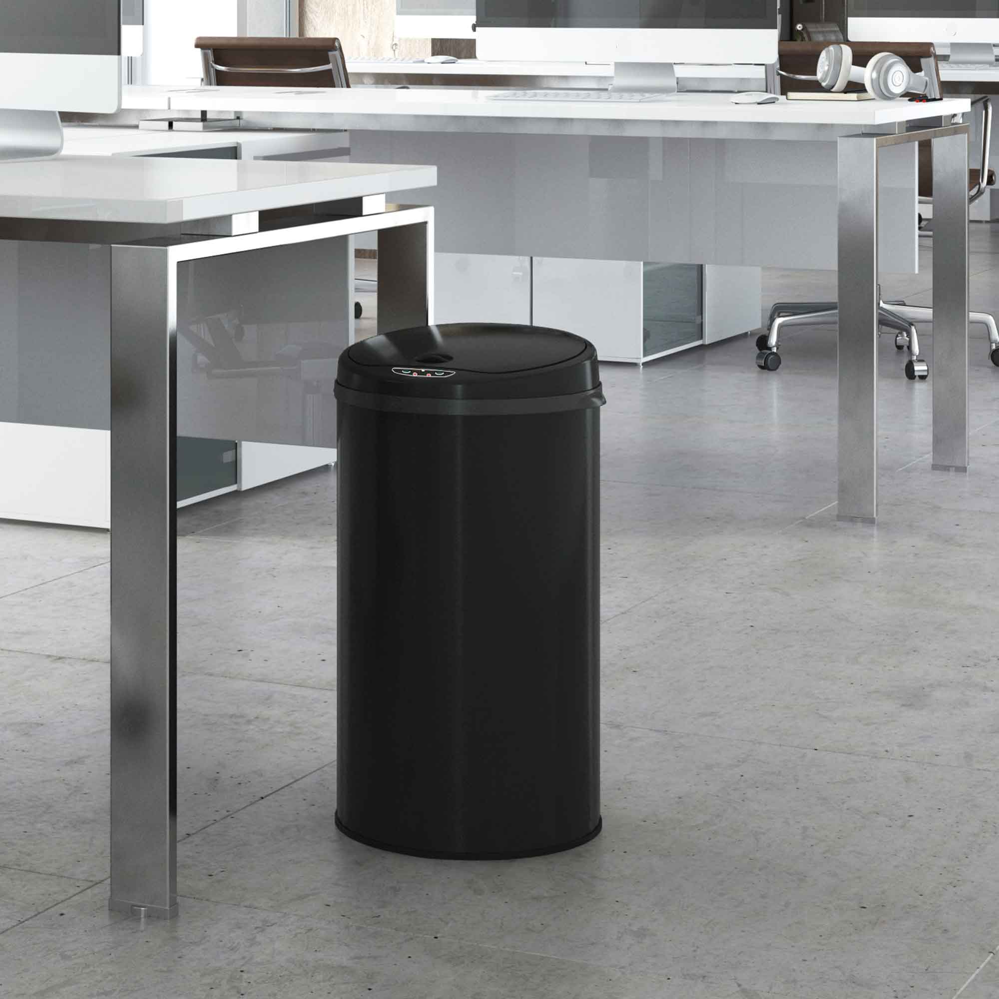 30 Liter / 8 Gallon Round Black Stainless Steel Sensor Kitchen