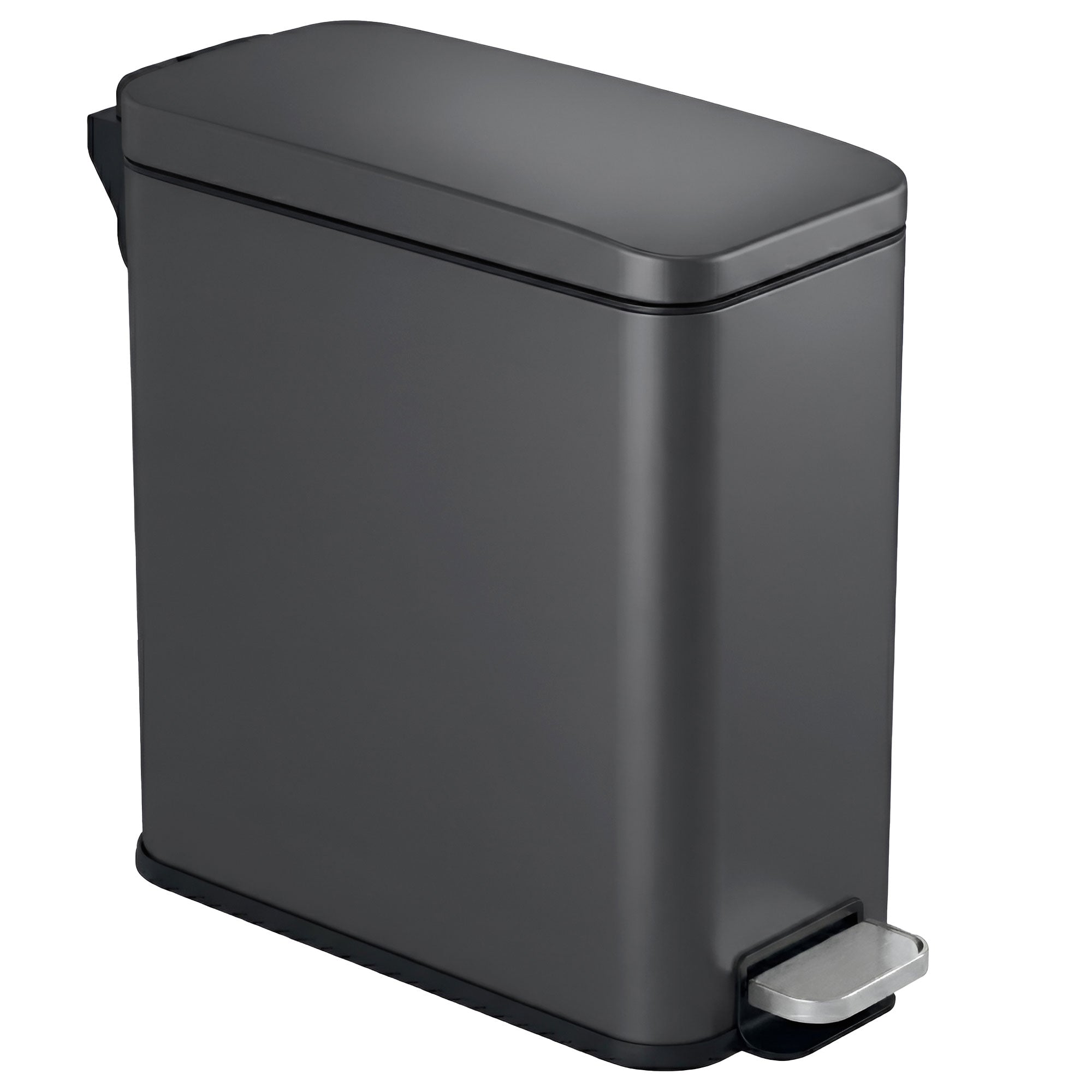 pedal waste bin iTouchless SoftStep Slim 3‐Gallon Bathroom Trash Can with AbsorbX Odor Filter
