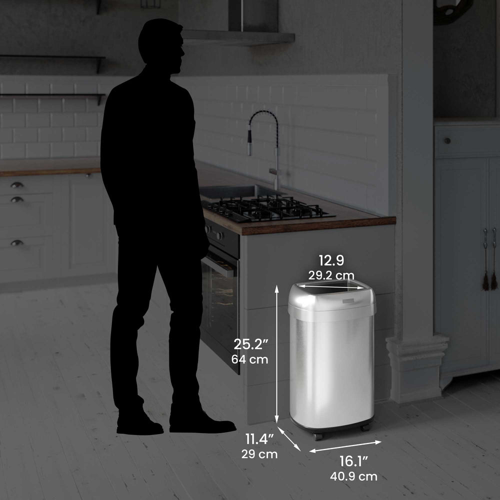 50 Liter / 13 Gallon Oval Open Top Stainless Steel Kitchen Trash Can w ...