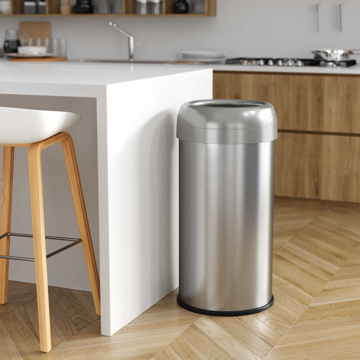 16 Gallon / 60 Liter Round Open Top Trash Can in kitchen