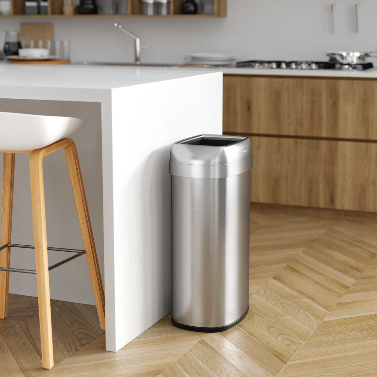 16 Gallon / 60 Liter Elliptical Open Top Trash Can in kitchen