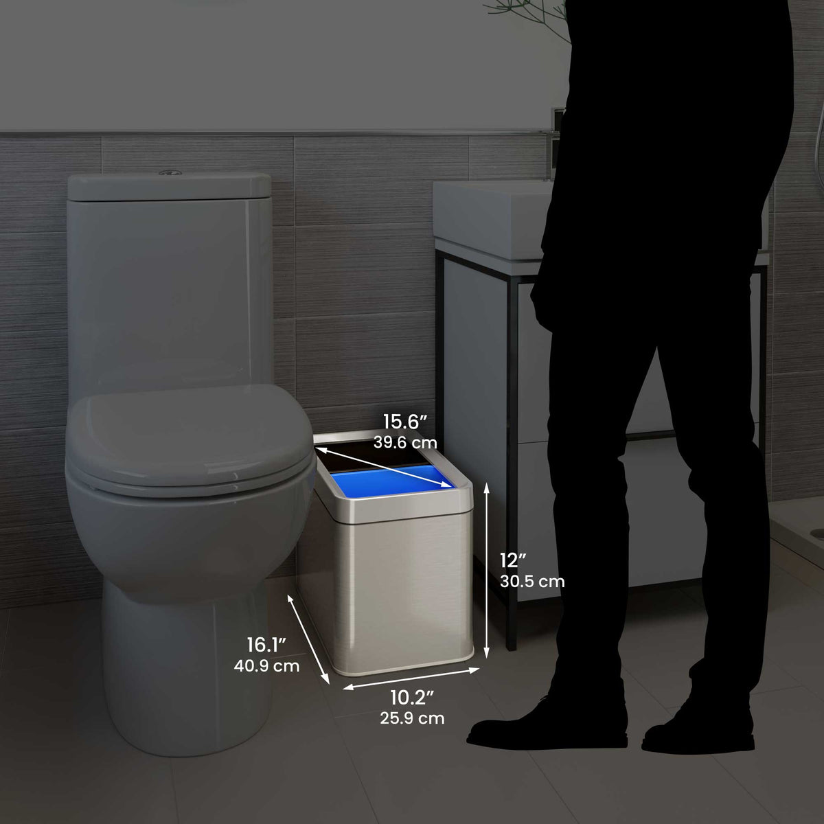 5.3 Gallon / 20 Liter Dual Compartment Open Top Trash Can & Recycle Bin dimensions