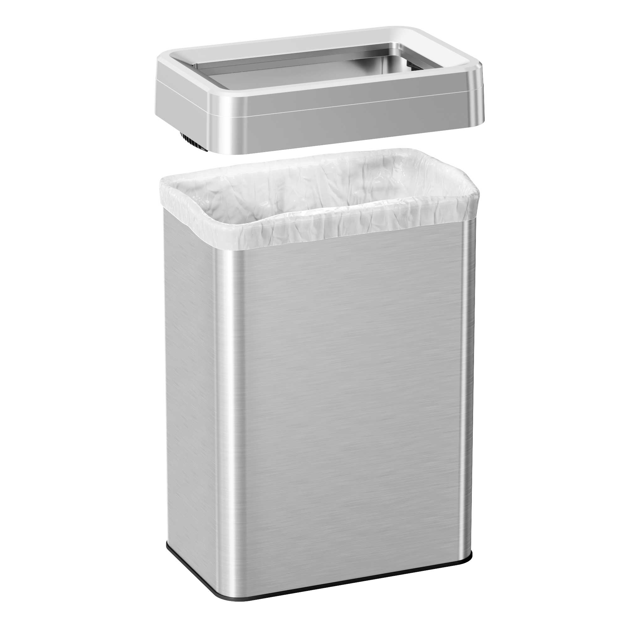 16 Gallon Stainless Steel Kitchen Trash Can with Odor Control