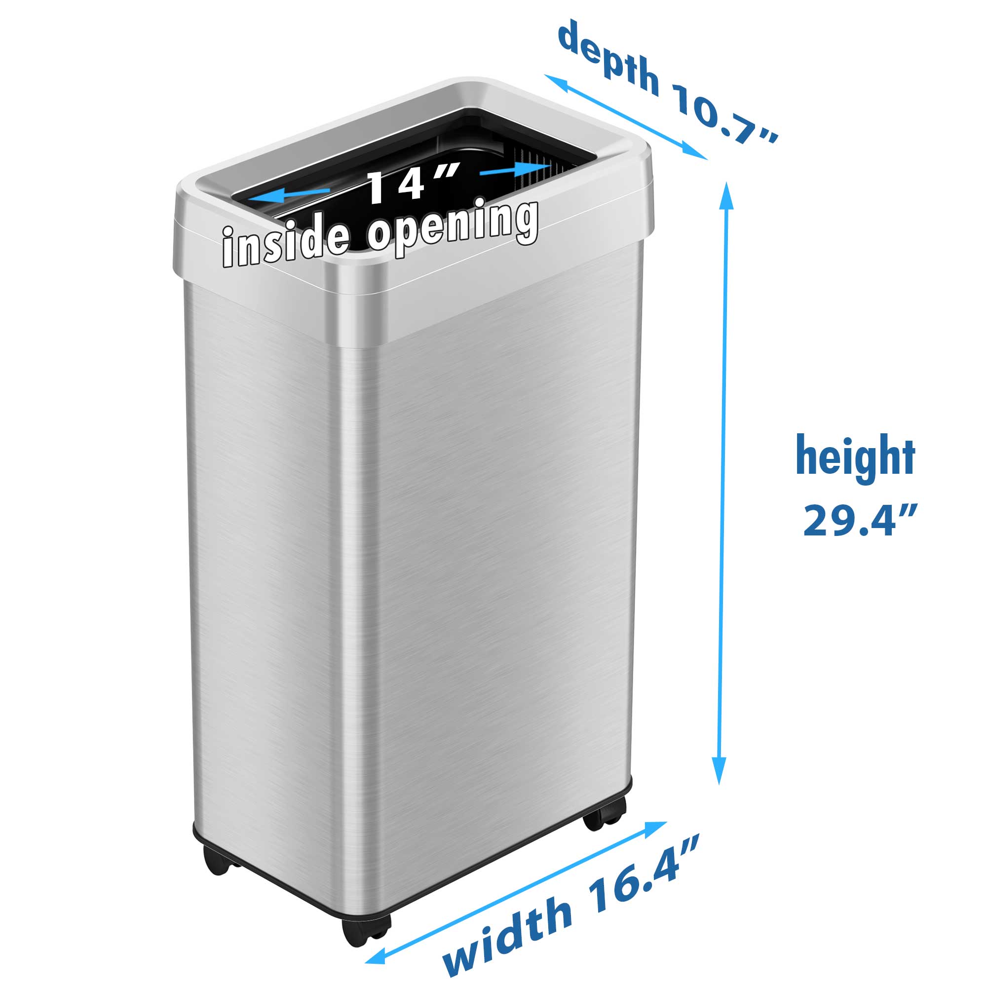 68 Liter / 18 Gallon Rectangular Open Top Stainless Steel Kitchen