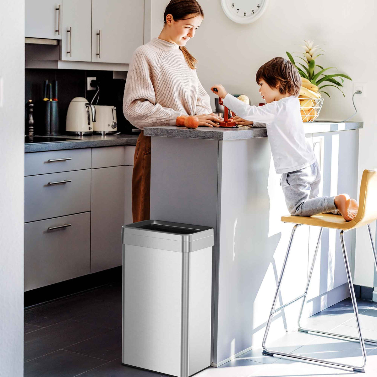 18 Gallon / 68 Liter Rectangular Open Top Trash Can in kitchen