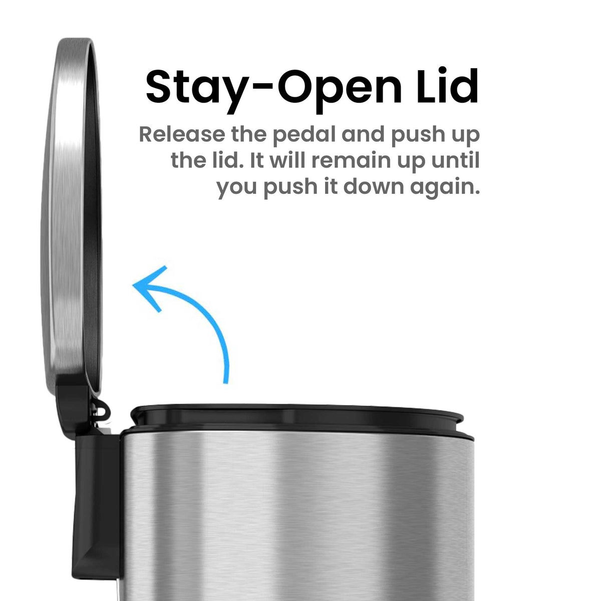 13.2 Gallon / 50 Liter SoftStep Semi-Round Step Pedal Trash Can with stay open lid