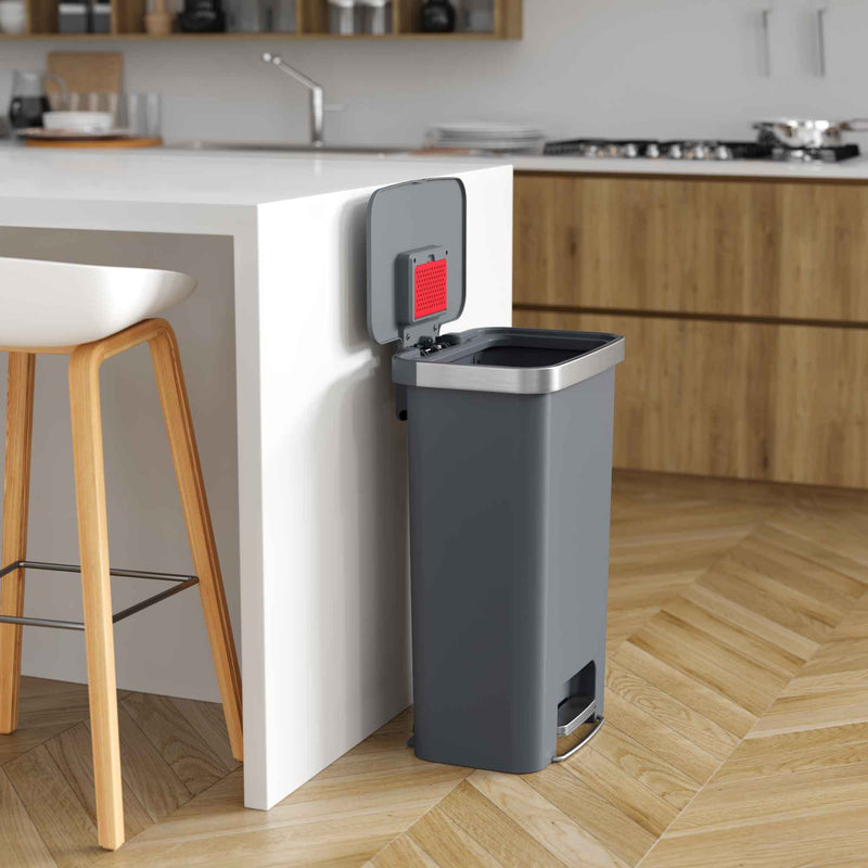 13.2 Gallon / 50 Liter SoftStep Prime Step Pedal Trash Can (Gray) in kitchen