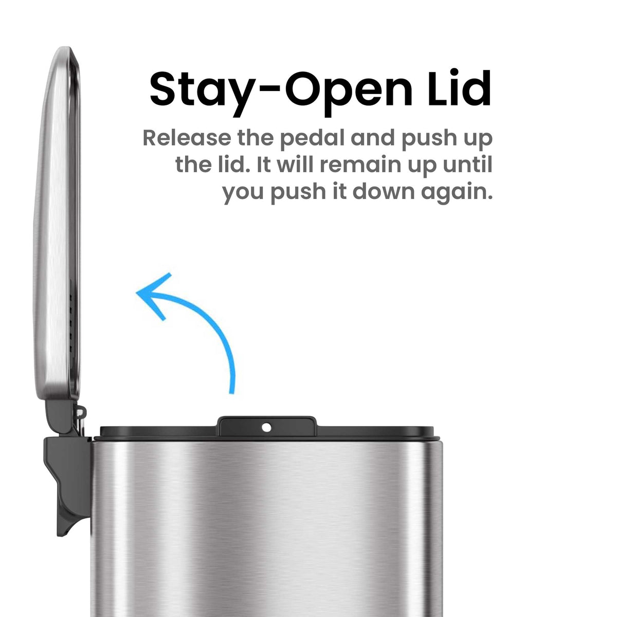 1.3 Gallon / 4.9 Liter SoftStep Slim Step Pedal Trash Can  with stay open lid