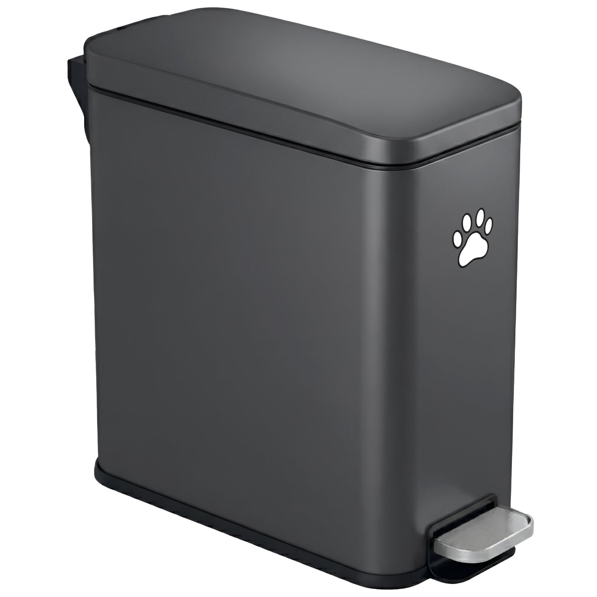 12 Liter / 3 Gallon SoftStep Matte Gray Stainless Steel Slim Step Pedal Pet Waste Receptacle with AbsorbX Odor Filter
