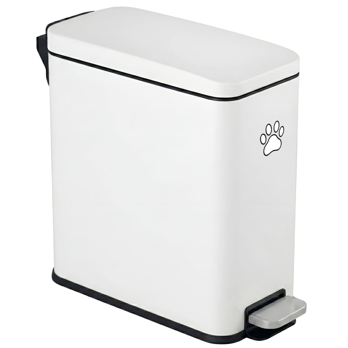 12 Liter / 3 Gallon SoftStep Matte White Stainless Steel Slim Step Pedal Pet Waste Receptacle with AbsorbX Odor Filter