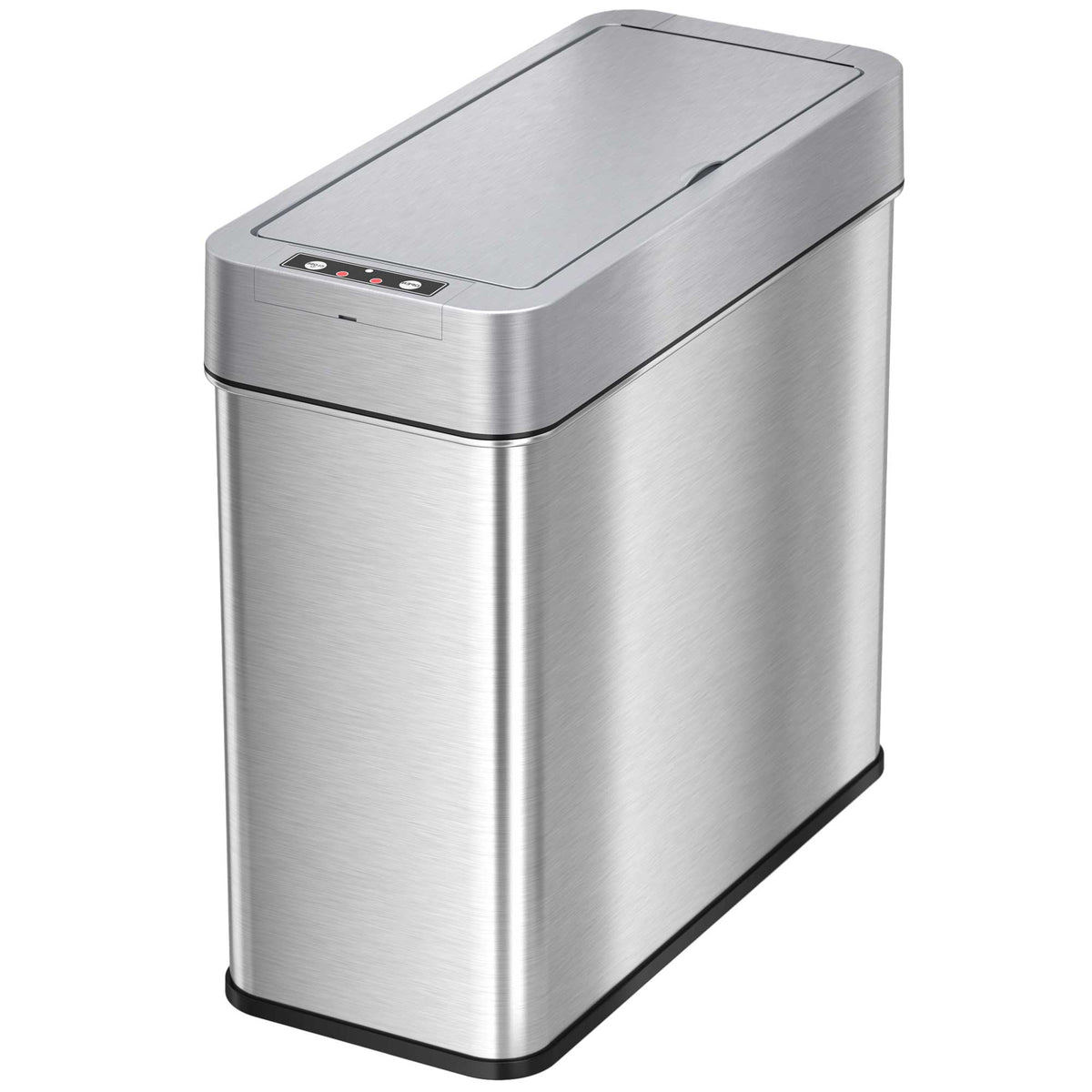 4 Gallon Stainless Steel Slim Sensor Trash Can (Left Side Lid Open)