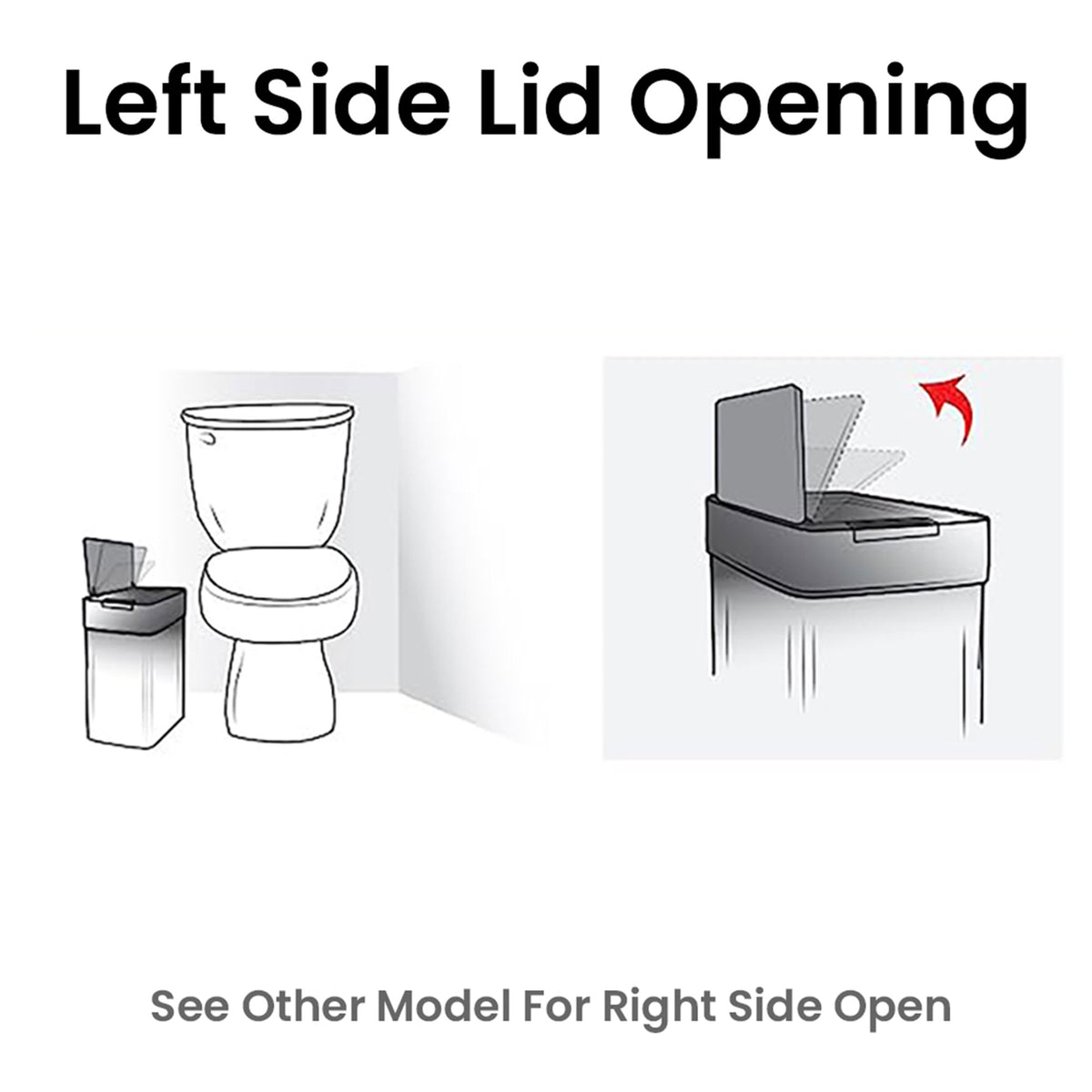 4 Gallon Stainless Steel Slim Sensor Trash Can (Left Side Lid Open)