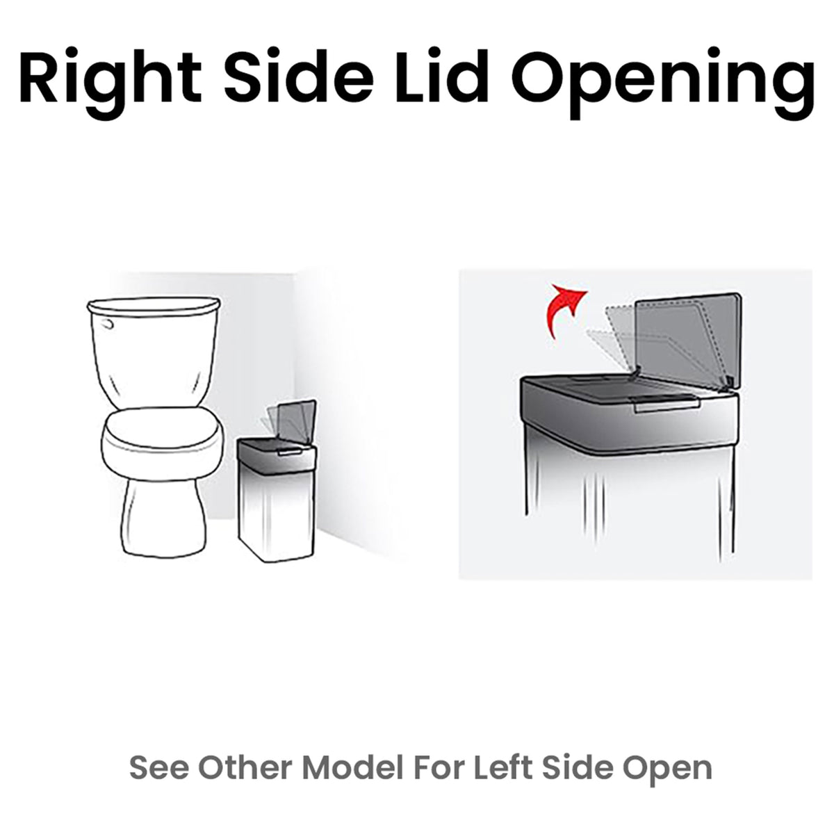 4 Gallon Stainless Steel Slim Sensor Trash Can (Right Side Lid Open) 