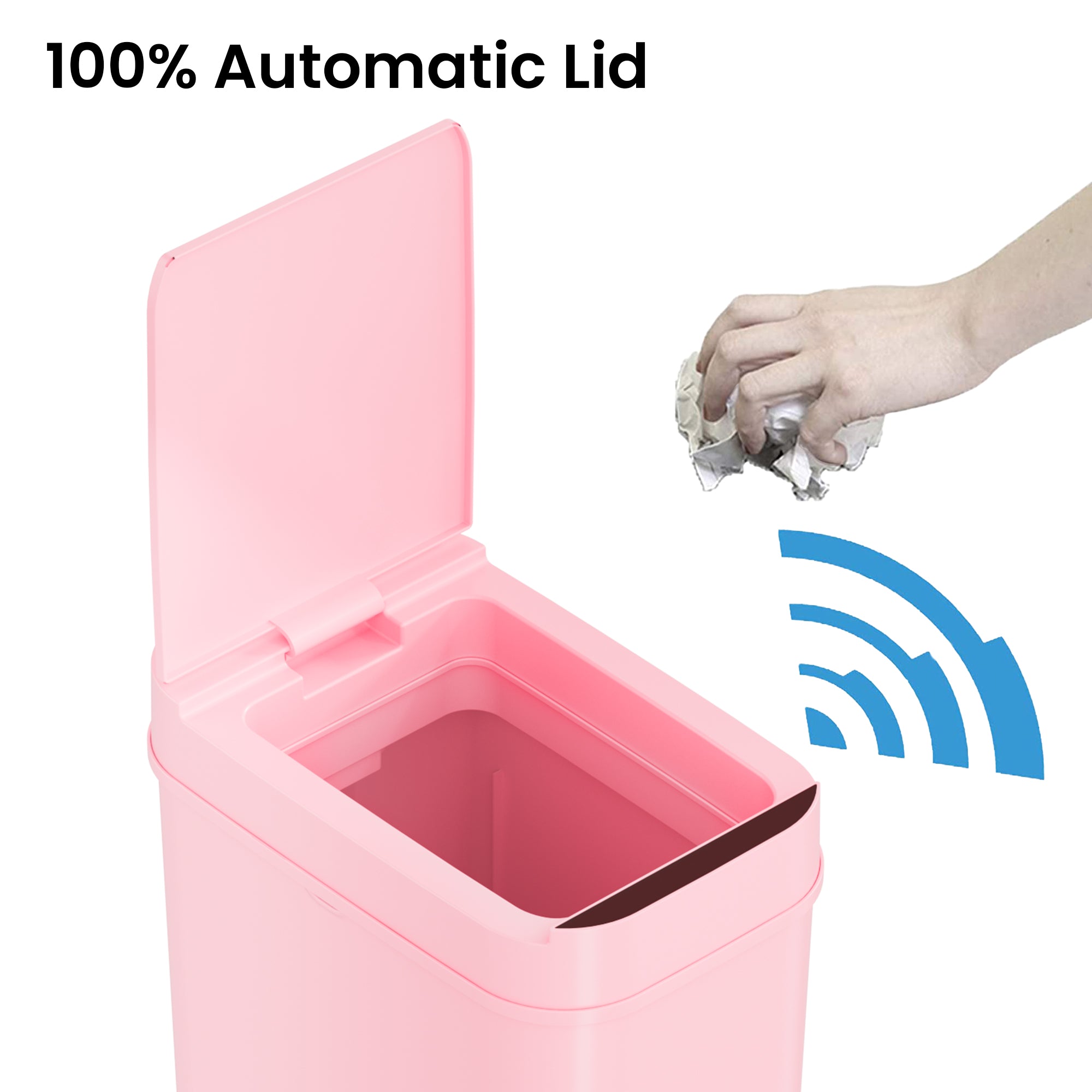 11 Liter / 3 Gallon Pink Plastic Sensor Bathroom Trash Can