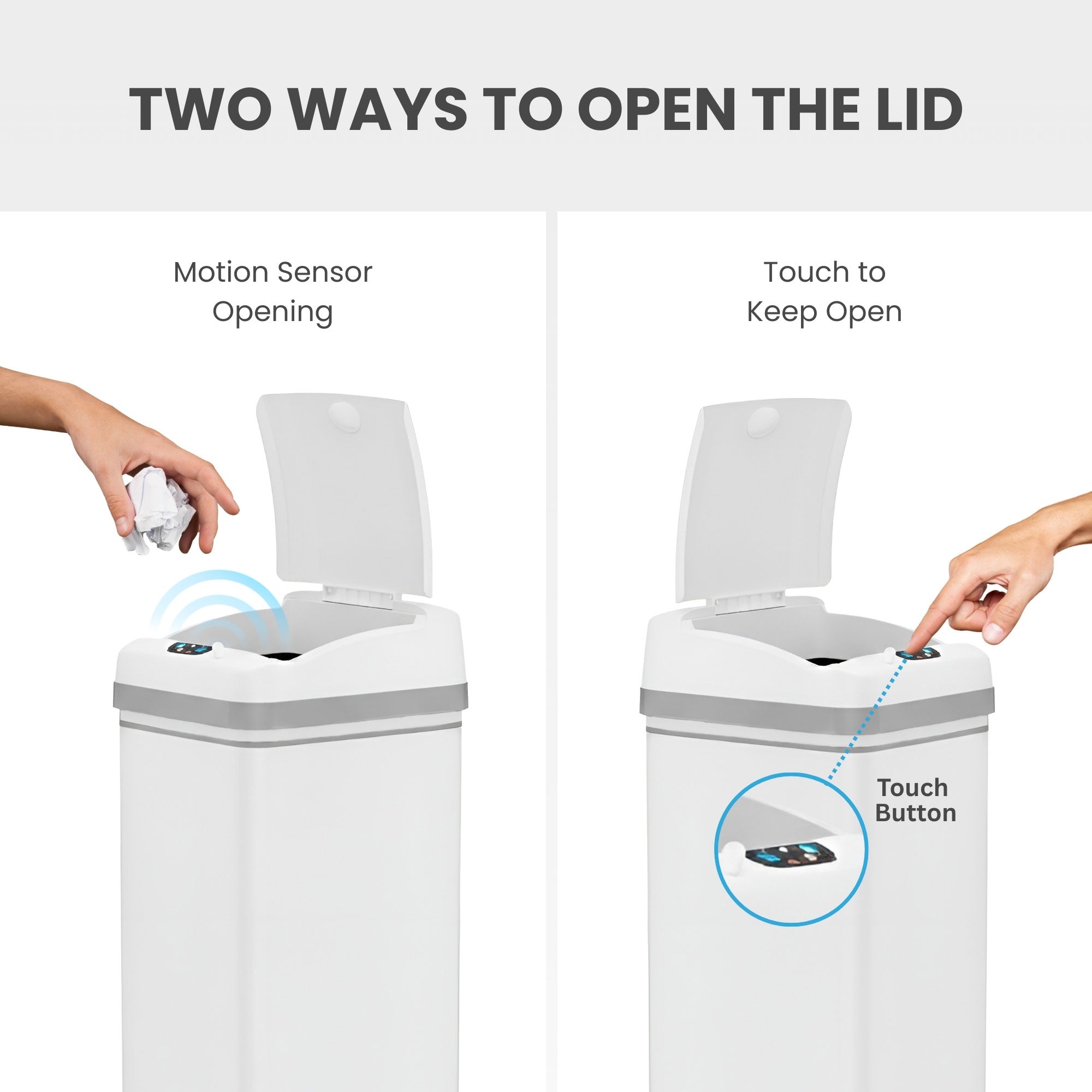 50 Liter / 13 Gallon Chalk White Stainless Steel Sensor Kitchen