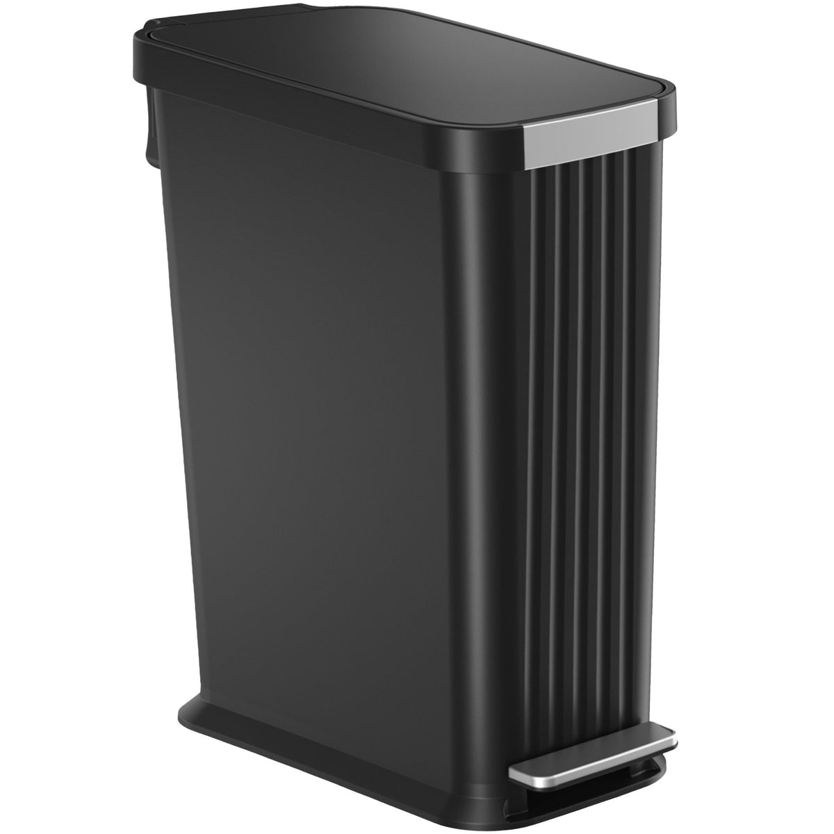 50 Liter / 13.2 Gallon SoftStep Elongated Step Pedal Baby Diaper Pail with AbsorbX Odor Filter (Matte Black Plastic)