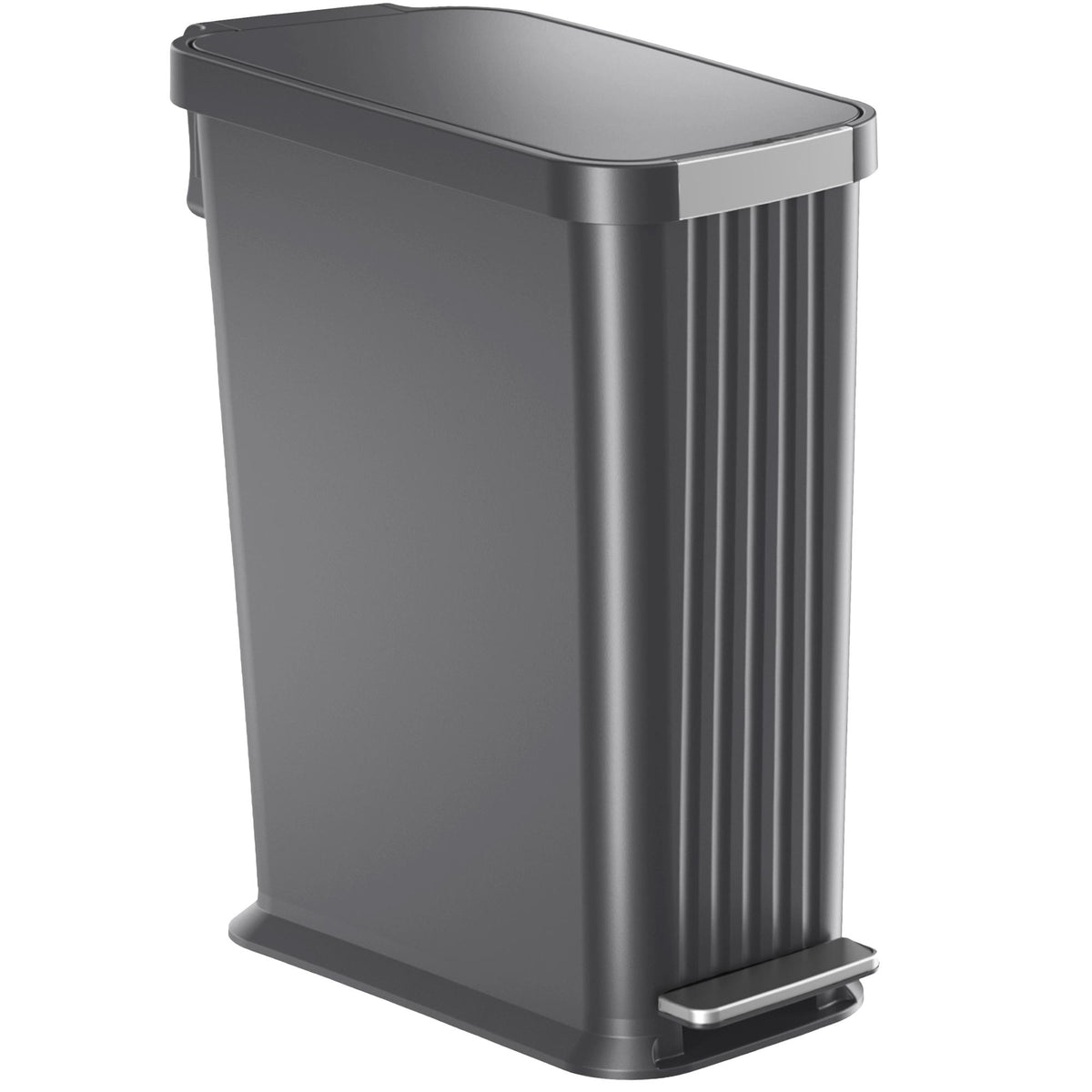 50 Liter / 13.2 Gallon SoftStep Elongated Step Pedal Baby Diaper Pail with AbsorbX Odor Filter (Matte Gray Plastic)