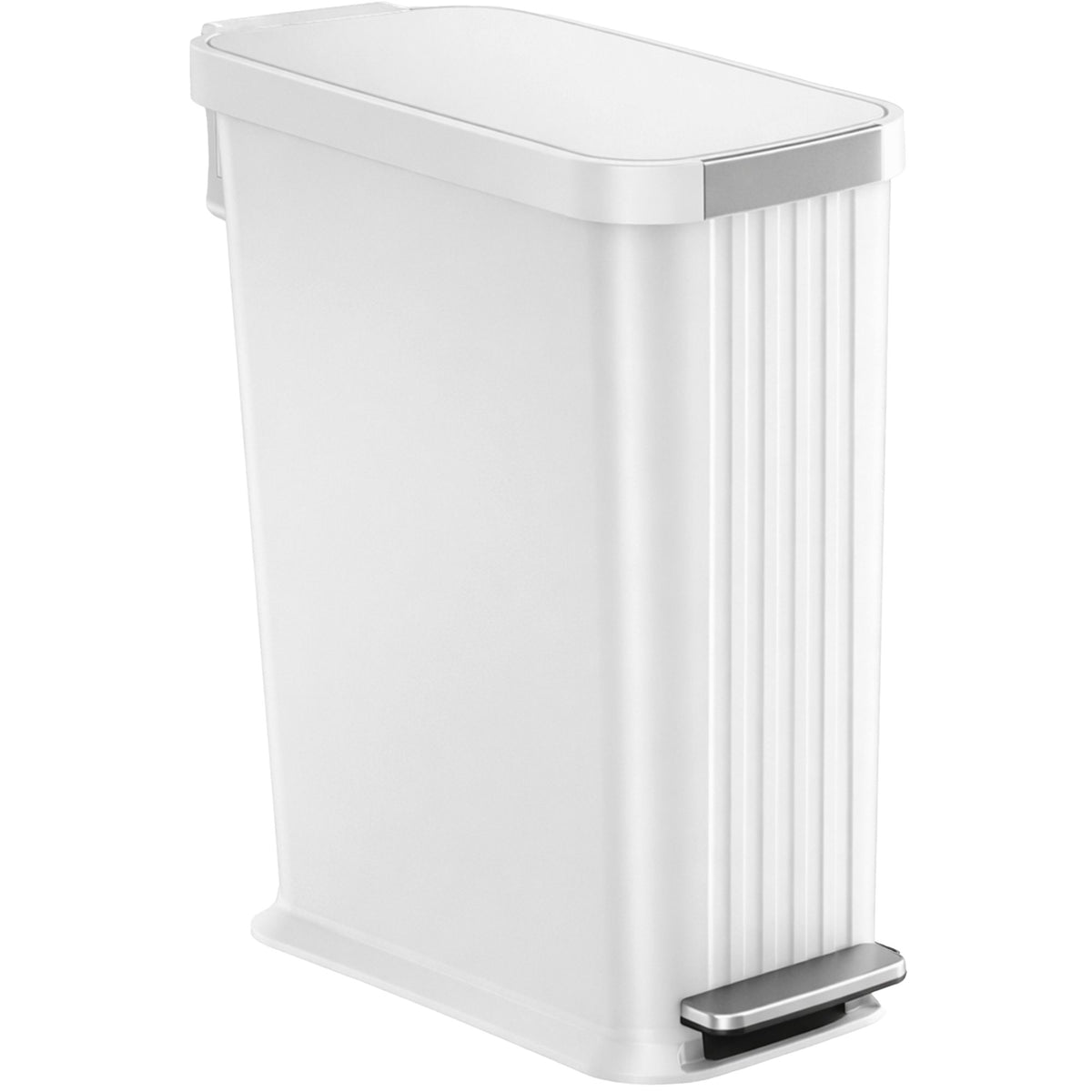 50 Liter / 13.2 Gallon SoftStep Elongated Step Pedal Baby Diaper Pail with AbsorbX Odor Filter (Matte White Plastic)