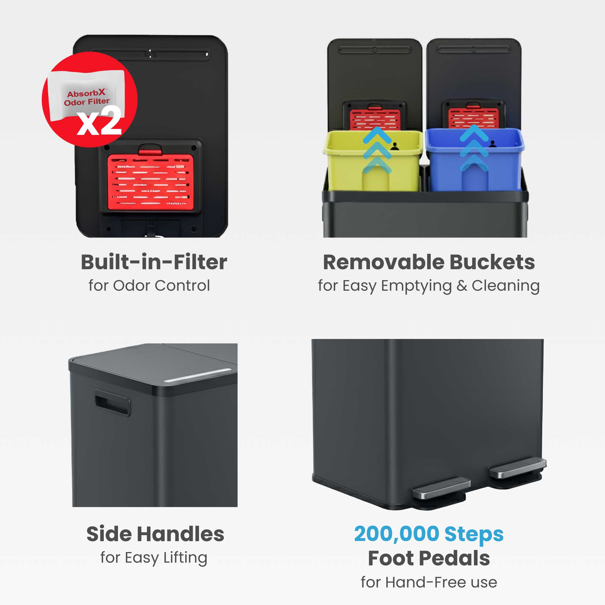 61 Liter / 16 Gallon SoftStep Dual Compartment Trash & Recycle Bin