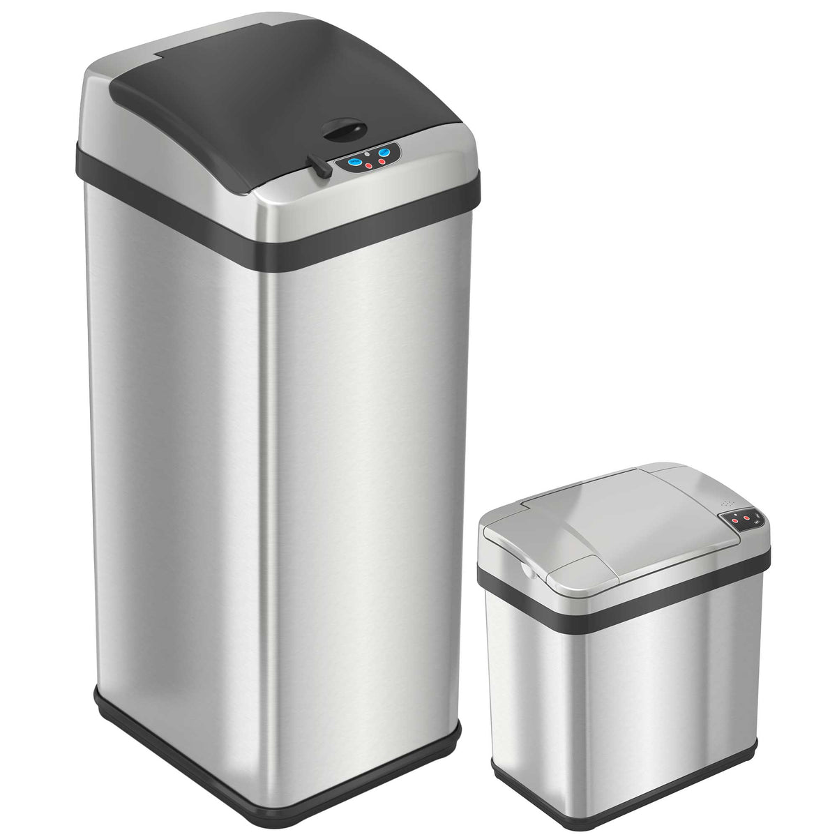iTouchless 13 Gallon and 2.5 Gallon Kitchen and Bathroom Platinum Edition Sensor Trash Cans Combo Pack