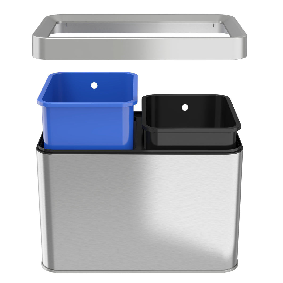 5.3 Gallon / 20 Liter Dual Compartment Open Top Trash Can & Recycle Bin with removable lid and buckets